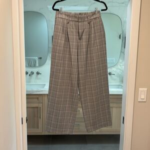 Women plaid wide leg pants